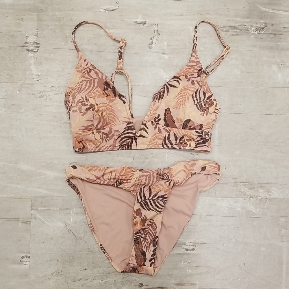 💕L*SPACE💕 Shimmer Bikini Set: Siren Top + Sol Classic Bottom Small S NWT